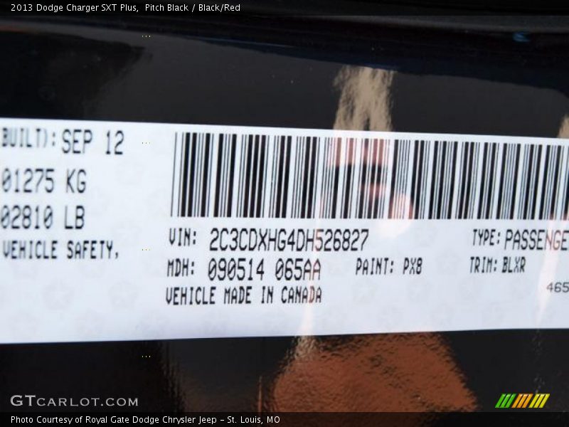 Pitch Black / Black/Red 2013 Dodge Charger SXT Plus