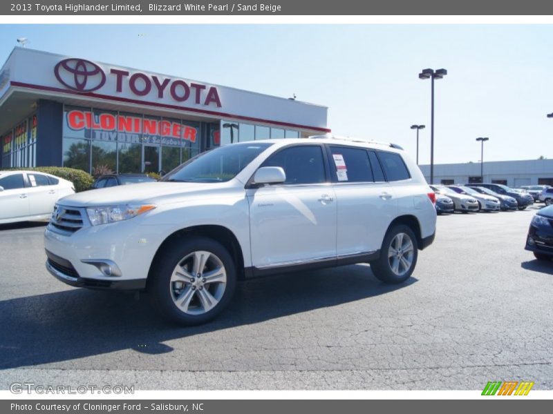 Blizzard White Pearl / Sand Beige 2013 Toyota Highlander Limited