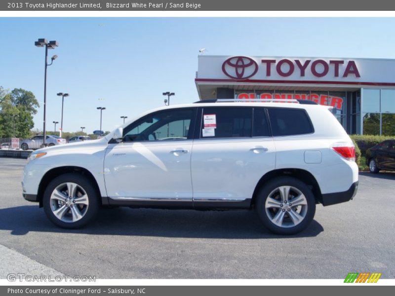 Blizzard White Pearl / Sand Beige 2013 Toyota Highlander Limited