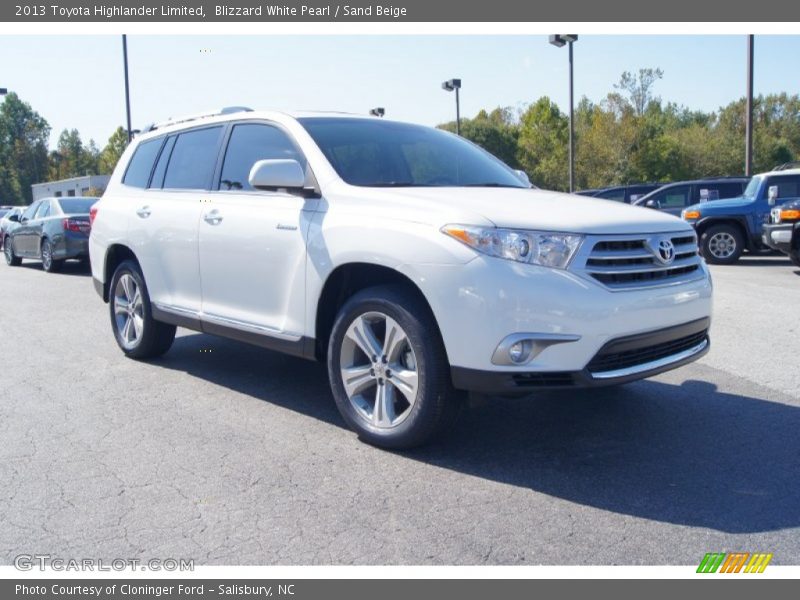 Blizzard White Pearl / Sand Beige 2013 Toyota Highlander Limited