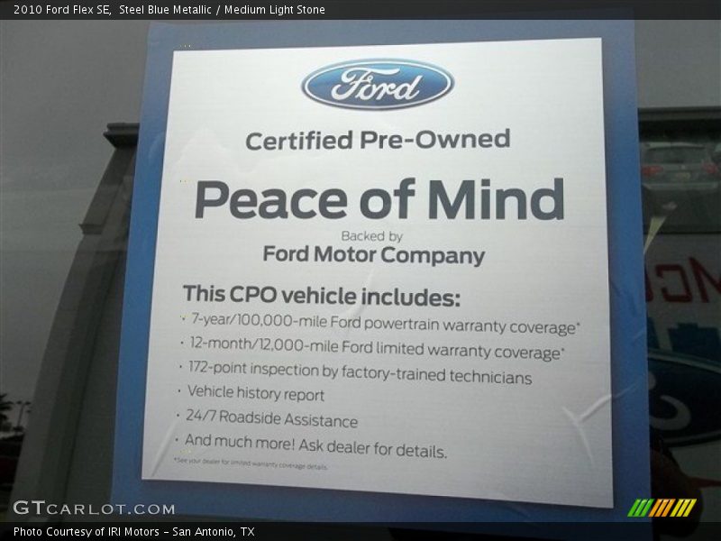Steel Blue Metallic / Medium Light Stone 2010 Ford Flex SE
