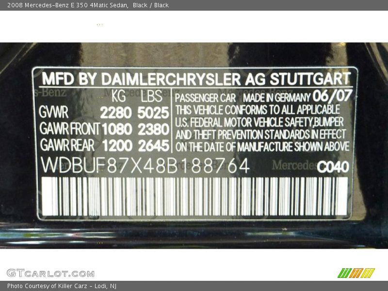 Black / Black 2008 Mercedes-Benz E 350 4Matic Sedan