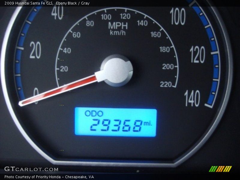 Ebony Black / Gray 2009 Hyundai Santa Fe GLS