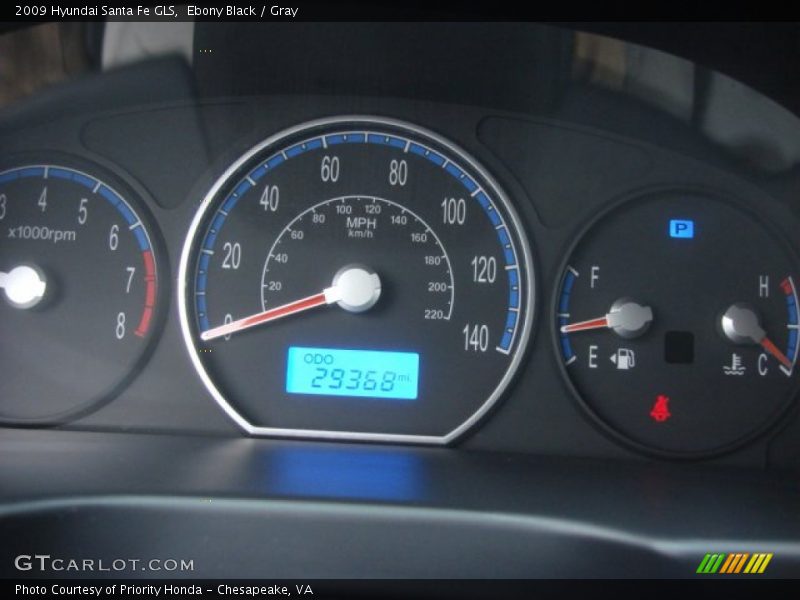 Ebony Black / Gray 2009 Hyundai Santa Fe GLS