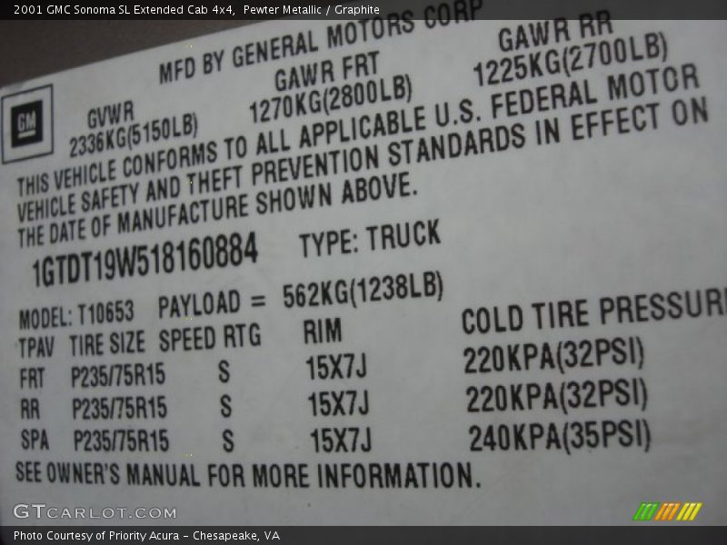 Pewter Metallic / Graphite 2001 GMC Sonoma SL Extended Cab 4x4
