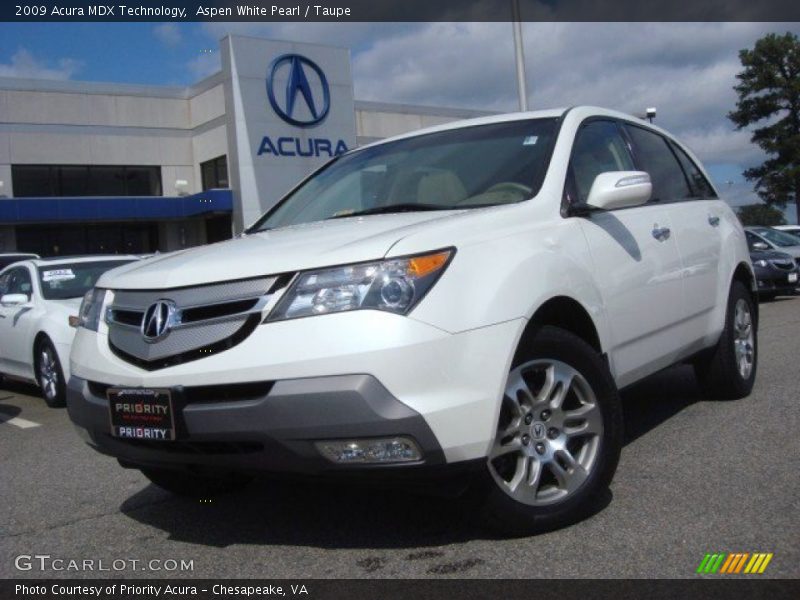 Aspen White Pearl / Taupe 2009 Acura MDX Technology