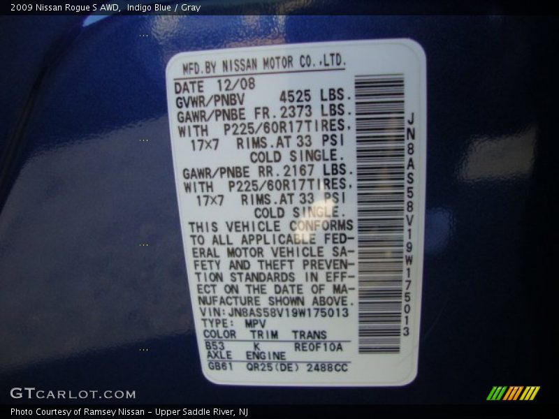 Indigo Blue / Gray 2009 Nissan Rogue S AWD