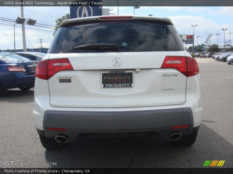 Aspen White Pearl / Taupe 2009 Acura MDX Technology