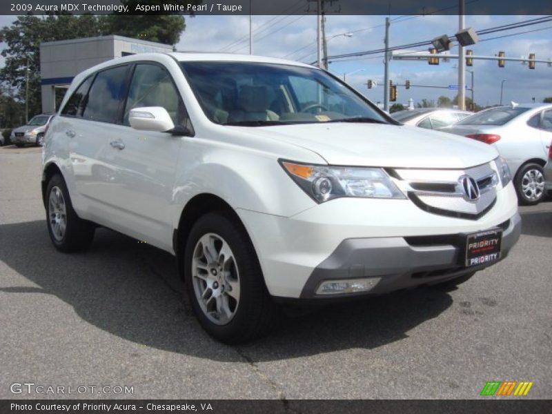 Aspen White Pearl / Taupe 2009 Acura MDX Technology
