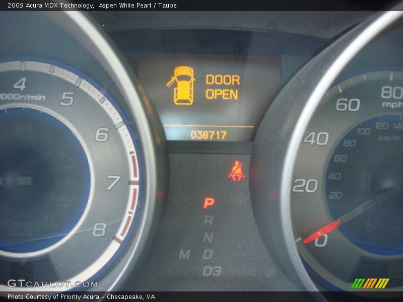 Aspen White Pearl / Taupe 2009 Acura MDX Technology