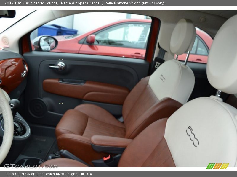 Rame (Copper Orange) / Pelle Marrone/Avorio (Brown/Ivory) 2012 Fiat 500 c cabrio Lounge