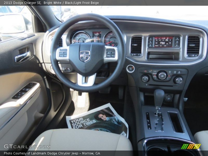 Bright White / Black/Light Frost Beige 2013 Dodge Charger SE