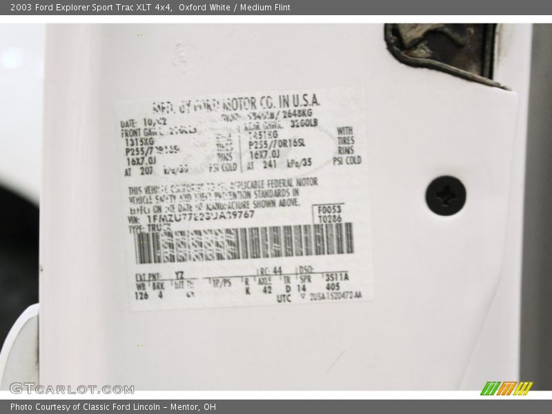 Oxford White / Medium Flint 2003 Ford Explorer Sport Trac XLT 4x4