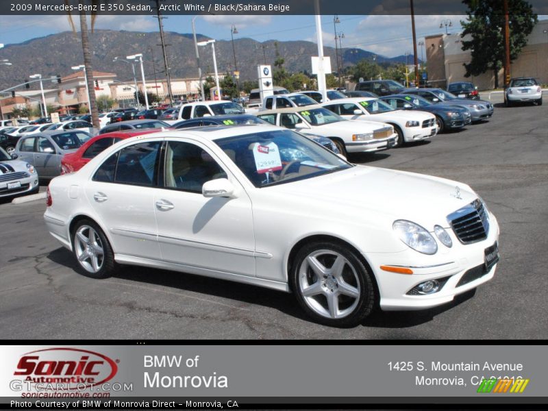 Arctic White / Black/Sahara Beige 2009 Mercedes-Benz E 350 Sedan