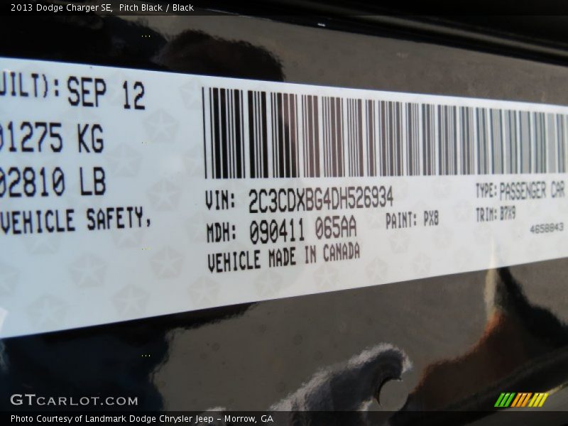 Pitch Black / Black 2013 Dodge Charger SE