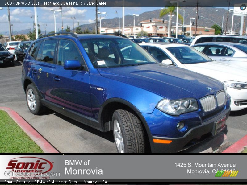 Montego Blue Metallic / Sand Beige 2007 BMW X3 3.0si