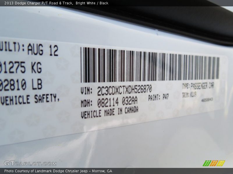 Bright White / Black 2013 Dodge Charger R/T Road & Track