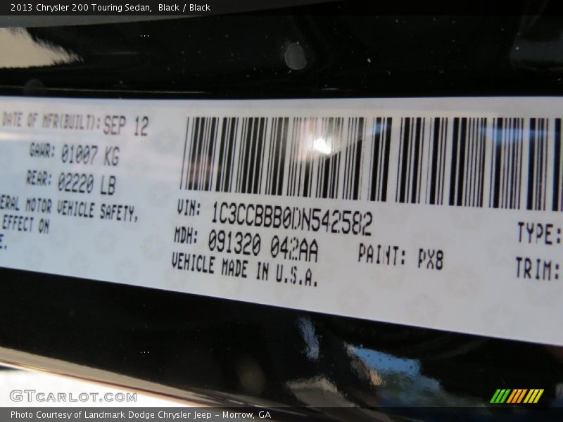 Black / Black 2013 Chrysler 200 Touring Sedan