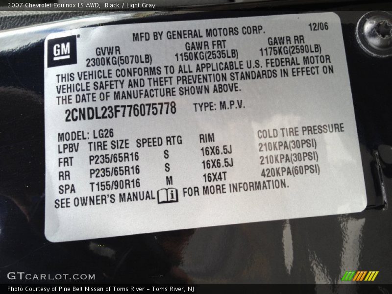 Black / Light Gray 2007 Chevrolet Equinox LS AWD