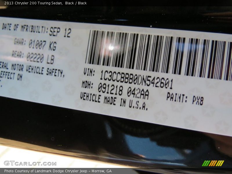 Black / Black 2013 Chrysler 200 Touring Sedan