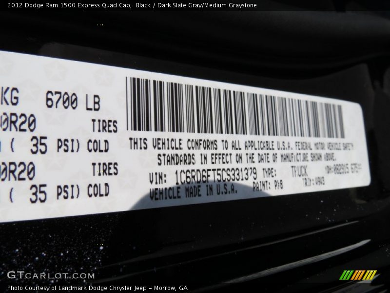 Black / Dark Slate Gray/Medium Graystone 2012 Dodge Ram 1500 Express Quad Cab