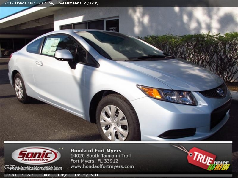 Cool Mist Metallic / Gray 2012 Honda Civic LX Coupe