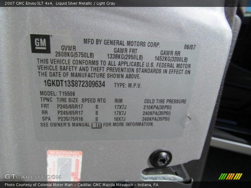 Liquid Silver Metallic / Light Gray 2007 GMC Envoy SLT 4x4