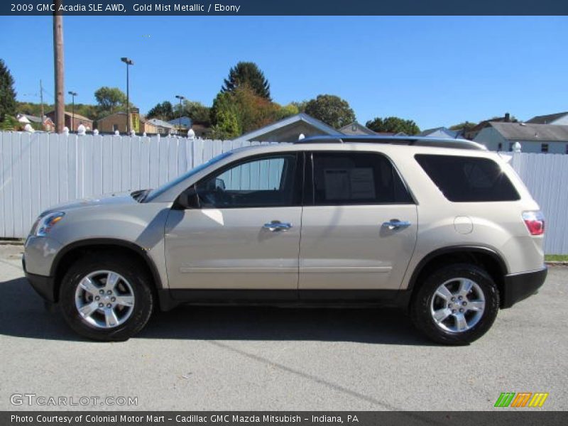 Gold Mist Metallic / Ebony 2009 GMC Acadia SLE AWD