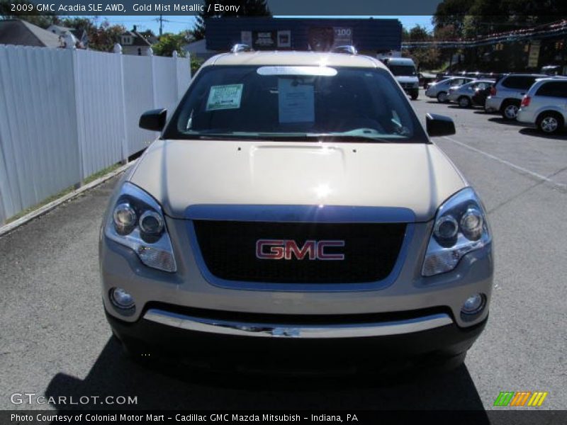 Gold Mist Metallic / Ebony 2009 GMC Acadia SLE AWD