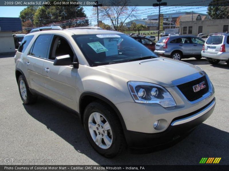 Gold Mist Metallic / Ebony 2009 GMC Acadia SLE AWD