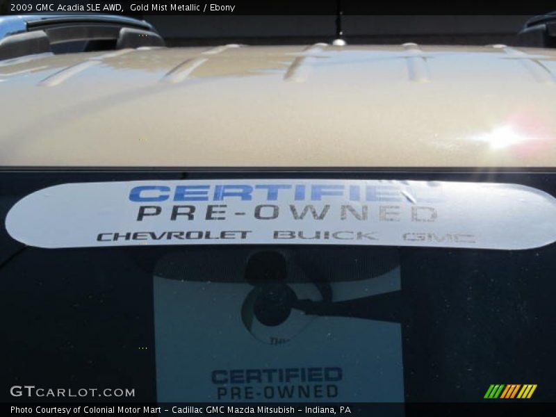 Gold Mist Metallic / Ebony 2009 GMC Acadia SLE AWD