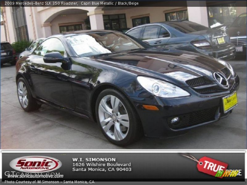 Capri Blue Metallic / Black/Beige 2009 Mercedes-Benz SLK 350 Roadster