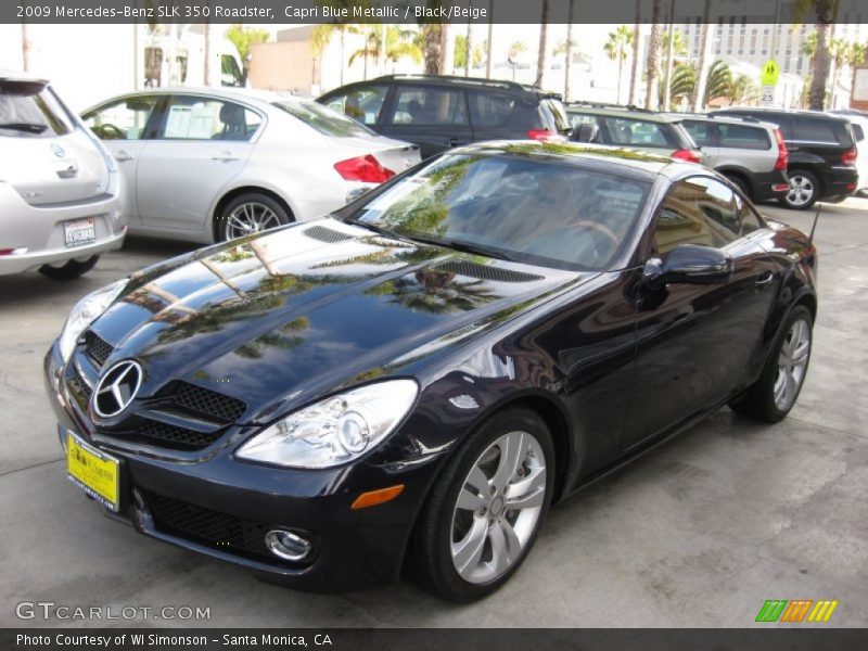 Capri Blue Metallic / Black/Beige 2009 Mercedes-Benz SLK 350 Roadster