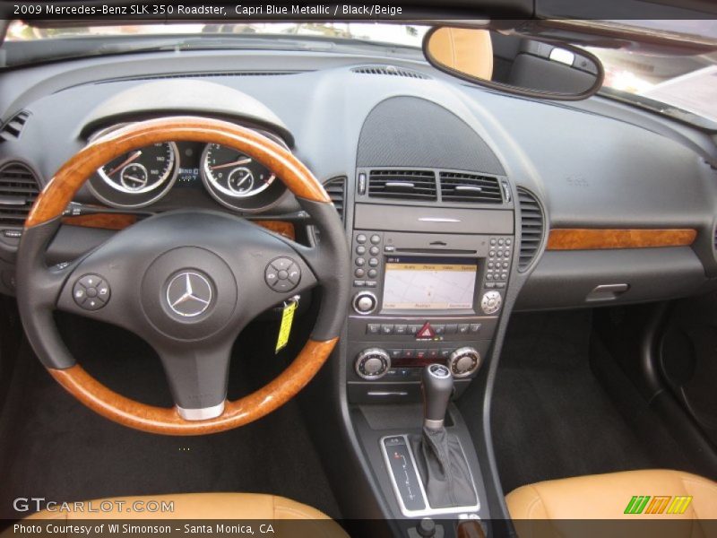 Capri Blue Metallic / Black/Beige 2009 Mercedes-Benz SLK 350 Roadster