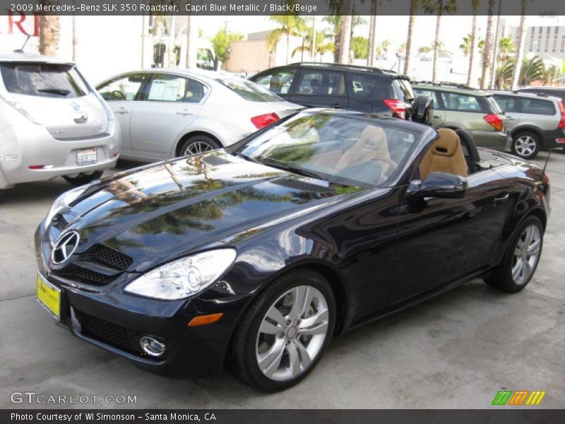 Capri Blue Metallic / Black/Beige 2009 Mercedes-Benz SLK 350 Roadster