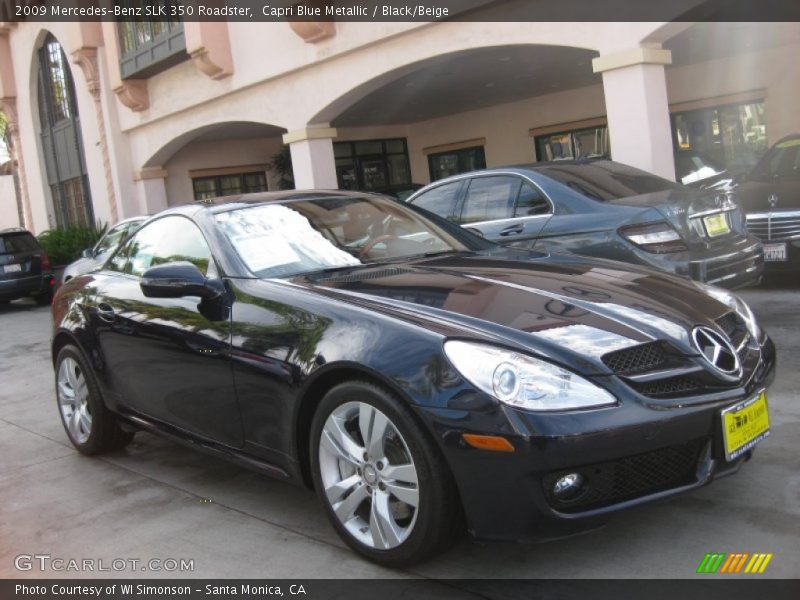 Capri Blue Metallic / Black/Beige 2009 Mercedes-Benz SLK 350 Roadster