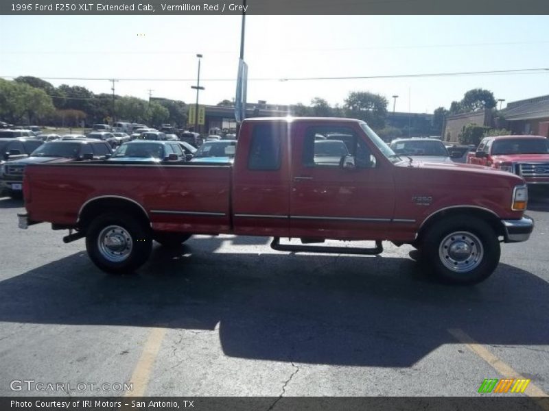 Vermillion Red / Grey 1996 Ford F250 XLT Extended Cab