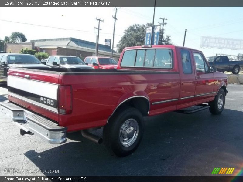 Vermillion Red / Grey 1996 Ford F250 XLT Extended Cab