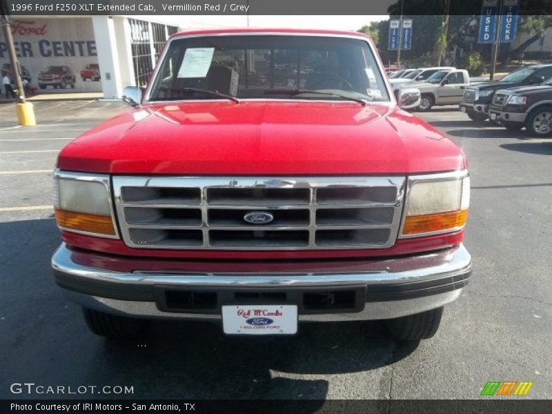 Vermillion Red / Grey 1996 Ford F250 XLT Extended Cab