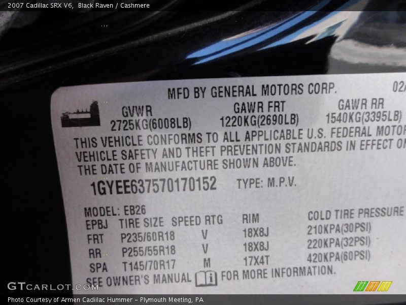 Black Raven / Cashmere 2007 Cadillac SRX V6
