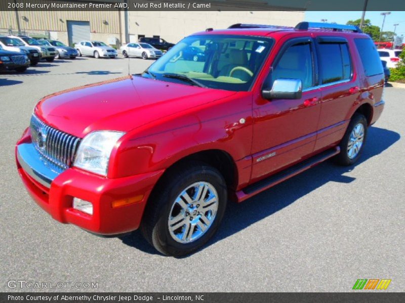 Vivid Red Metallic / Camel 2008 Mercury Mountaineer Premier AWD