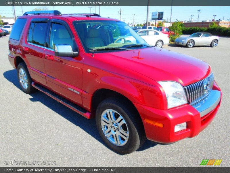 Vivid Red Metallic / Camel 2008 Mercury Mountaineer Premier AWD