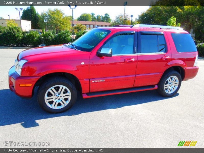 Vivid Red Metallic / Camel 2008 Mercury Mountaineer Premier AWD