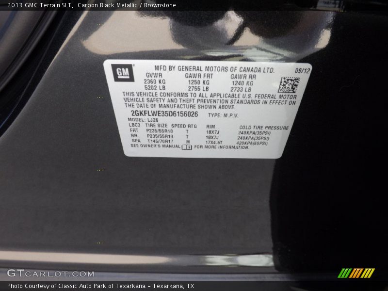 Carbon Black Metallic / Brownstone 2013 GMC Terrain SLT