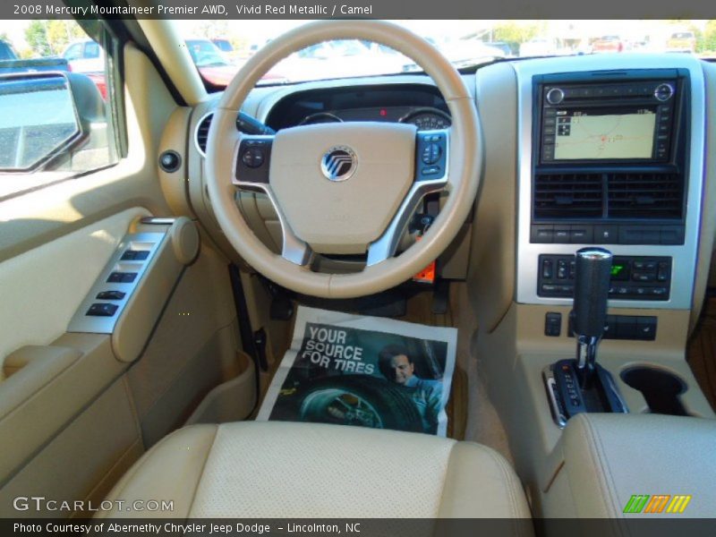 Vivid Red Metallic / Camel 2008 Mercury Mountaineer Premier AWD