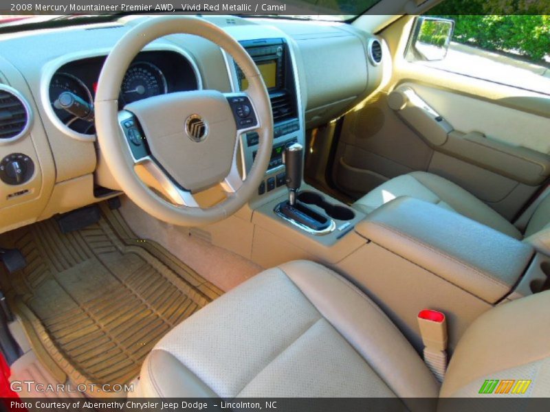 Vivid Red Metallic / Camel 2008 Mercury Mountaineer Premier AWD