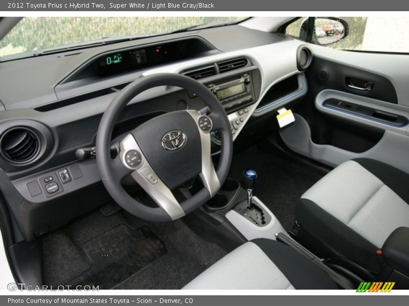 Super White / Light Blue Gray/Black 2012 Toyota Prius c Hybrid Two