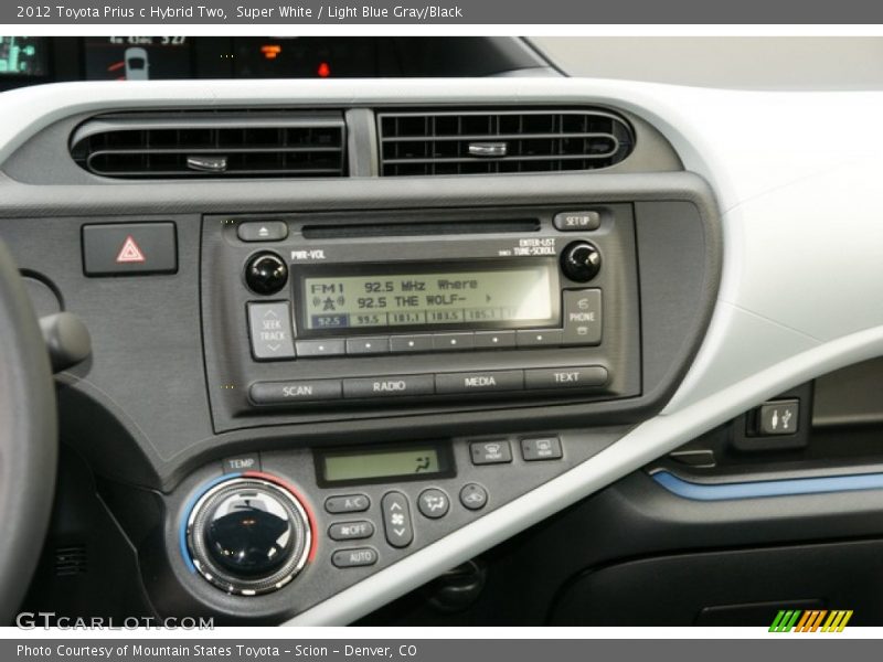 Super White / Light Blue Gray/Black 2012 Toyota Prius c Hybrid Two
