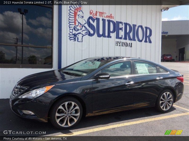 Pacific Blue Pearl / Gray 2013 Hyundai Sonata Limited 2.0T
