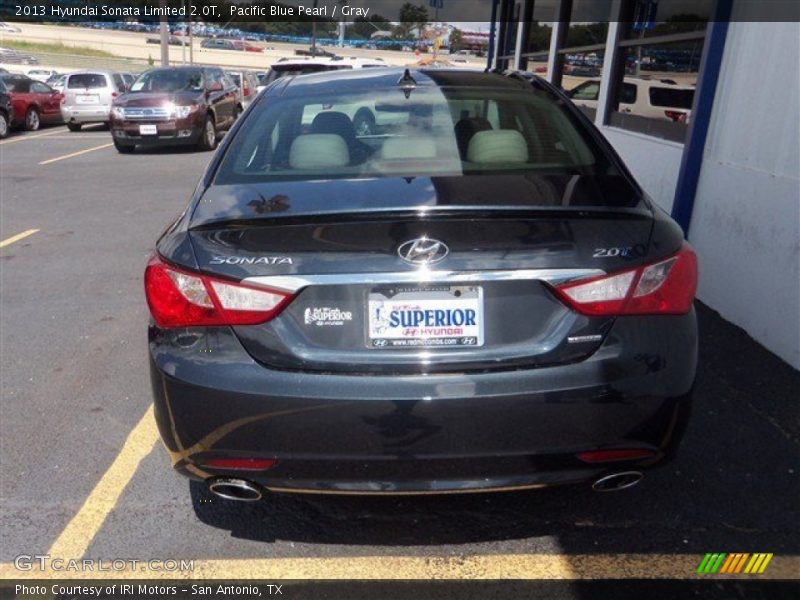 Pacific Blue Pearl / Gray 2013 Hyundai Sonata Limited 2.0T